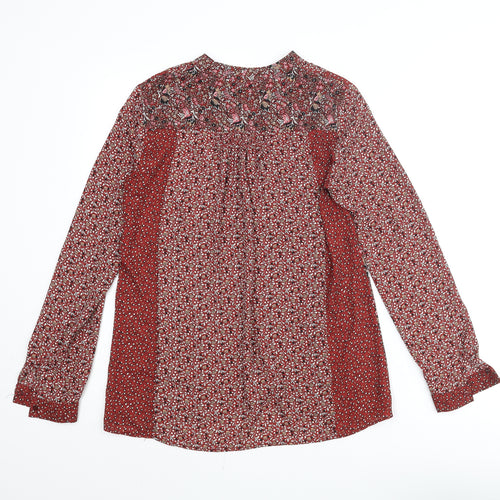 Zara Womens Red Geometric Polyester Basic Blouse Size XS V-Neck - Floral Print