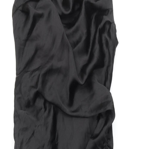 Zara Womens Black Polyacrylate Fibre Slip Dress Size XS Cowl Neck Pullover - Adjustable Hem Drawstring