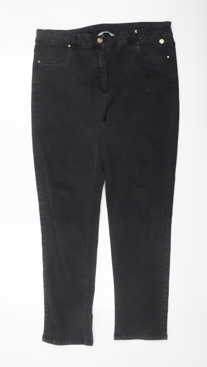 Penny Plain Womens Beige Cotton Straight Jeans Size 14 L28 in Regular Button
