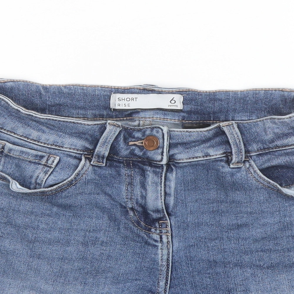 NEXT Womens Blue Cotton Bermuda Shorts Size 6 L5 in Regular Button