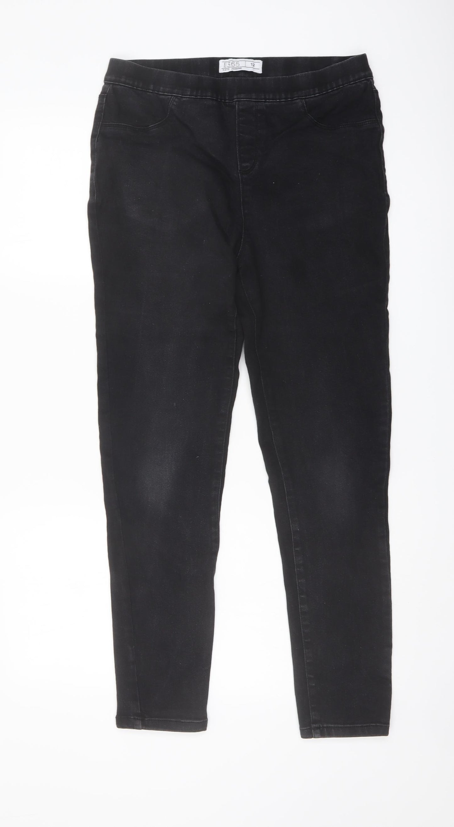 365 Denim Womens Black Cotton Jegging Jeans Size 12 L27 in Regular
