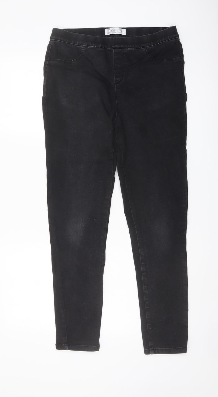365 Denim Womens Black Cotton Jegging Jeans Size 12 L27 in Regular