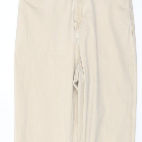 Brax Womens Beige Cotton Straight Jeans Size 10 L28 in Regular Button