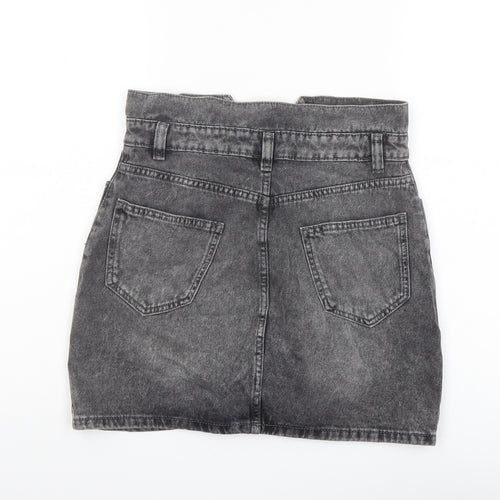 Denim & Co. Womens Grey Cotton A-Line Skirt Size 8 Button