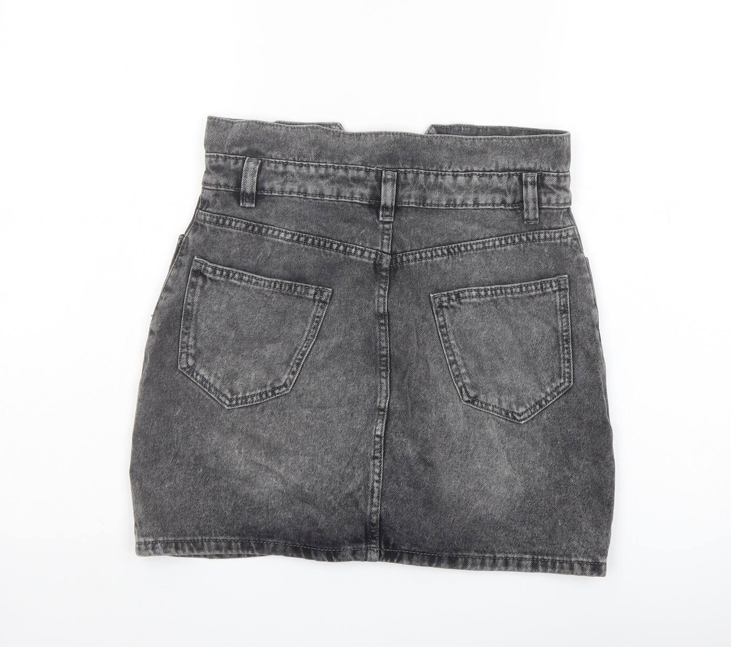 Denim & Co. Womens Grey Cotton A-Line Skirt Size 8 Button