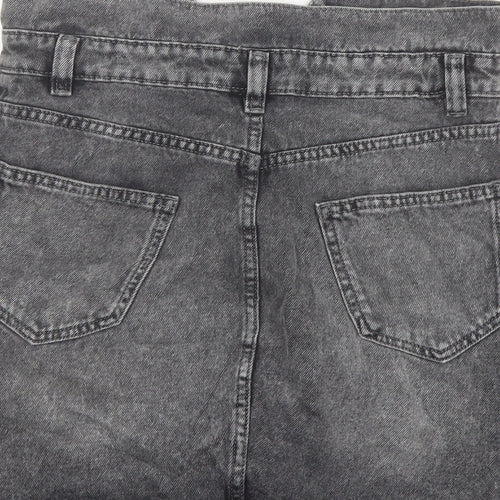 Denim & Co. Womens Grey Cotton A-Line Skirt Size 8 Button