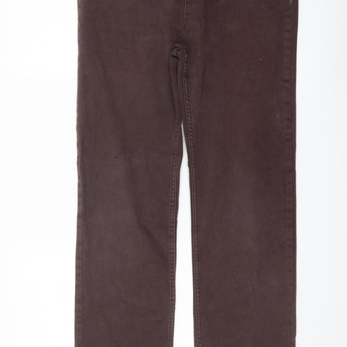 Marks and Spencer Womens Brown Cotton Straight Jeans Size 14 L28 in Regular Button