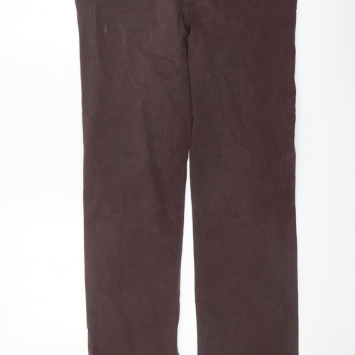 Marks and Spencer Womens Brown Cotton Straight Jeans Size 14 L28 in Regular Button