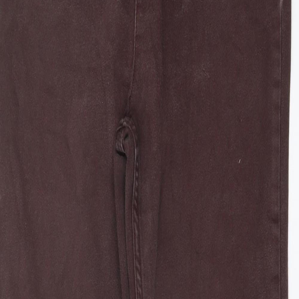 Marks and Spencer Womens Brown Cotton Straight Jeans Size 14 L28 in Regular Button