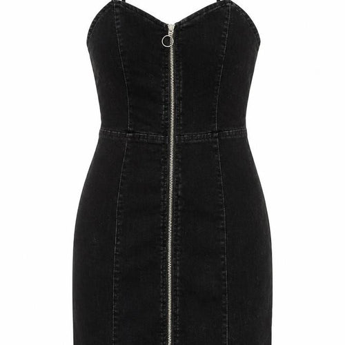 Denim & Co. Womens Black Cotton Mini Size 4 Sweetheart Zip