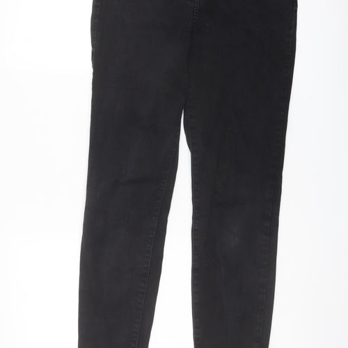 NEXT Womens Black Cotton Skinny Jeans Size 10 L28 in Regular Button