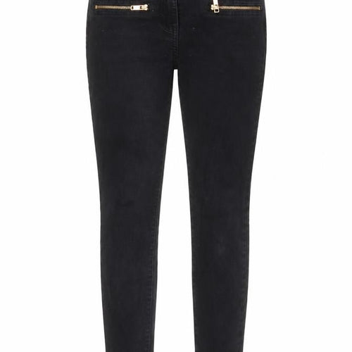 NEXT Womens Black Cotton Skinny Jeans Size 10 L28 in Regular Button
