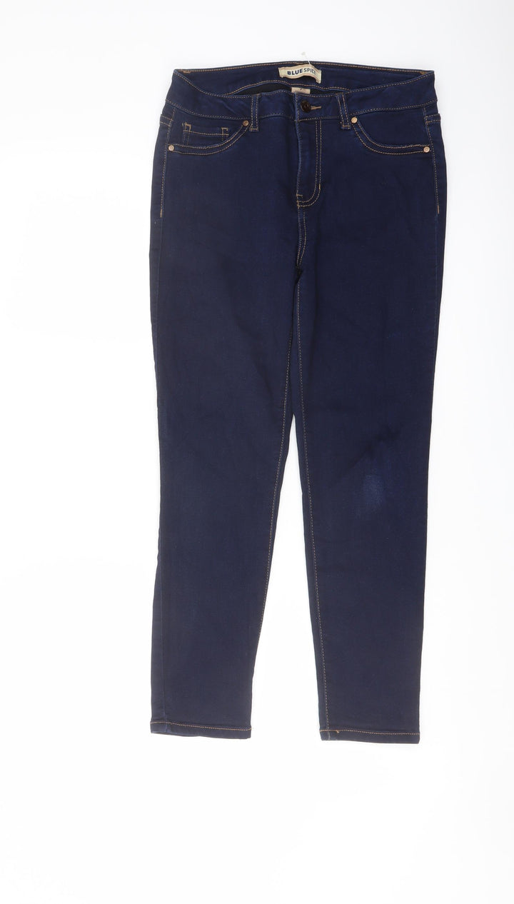 Blue Spice Womens Blue Cotton Straight Jeans Size 26 in L24 in Regular Button