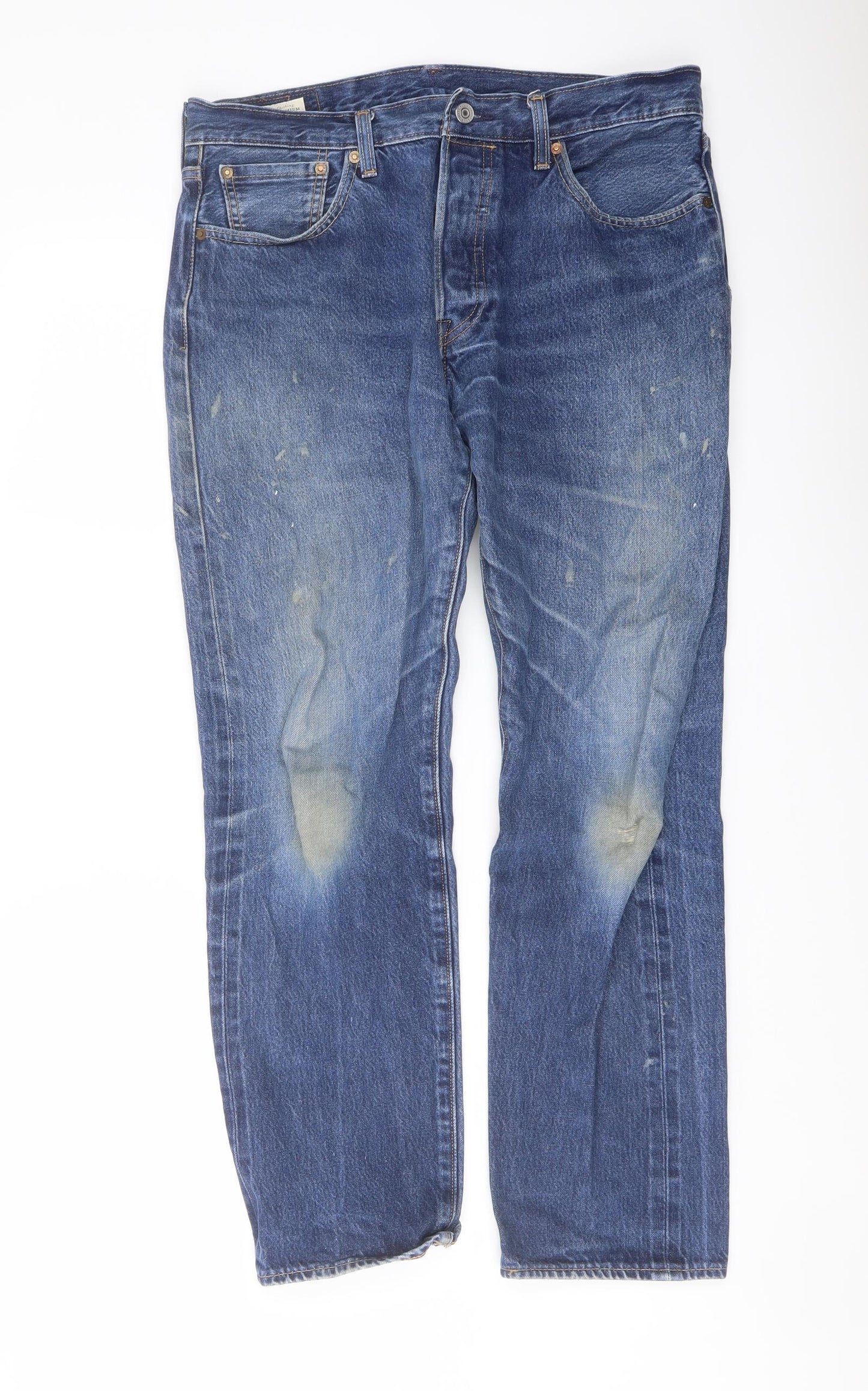 Levi's Mens Blue Cotton Straight Jeans Size 34 in L32 in Regular Button