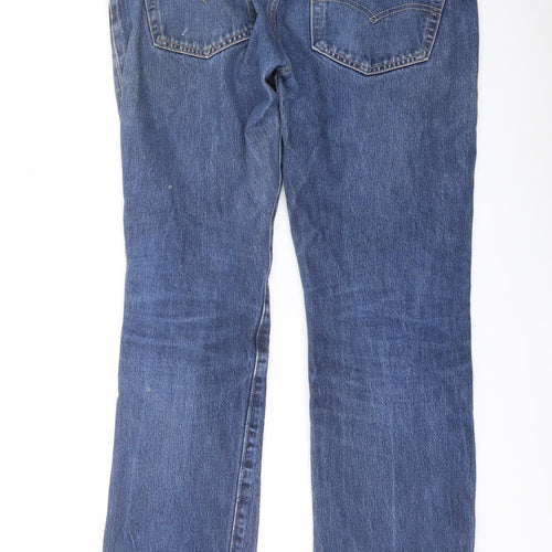 Levi's Mens Blue Cotton Straight Jeans Size 34 in L32 in Regular Button