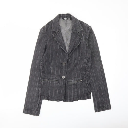 Peter Golding Womens Grey Striped Jacket Size 10 Button