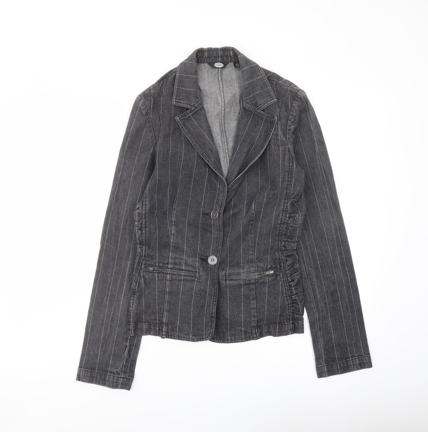 Peter Golding Womens Grey Striped Jacket Size 10 Button