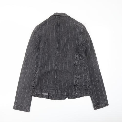 Peter Golding Womens Grey Striped Jacket Size 10 Button