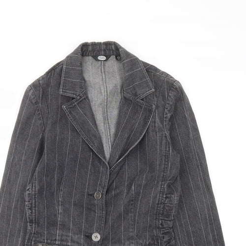 Peter Golding Womens Grey Striped Jacket Size 10 Button