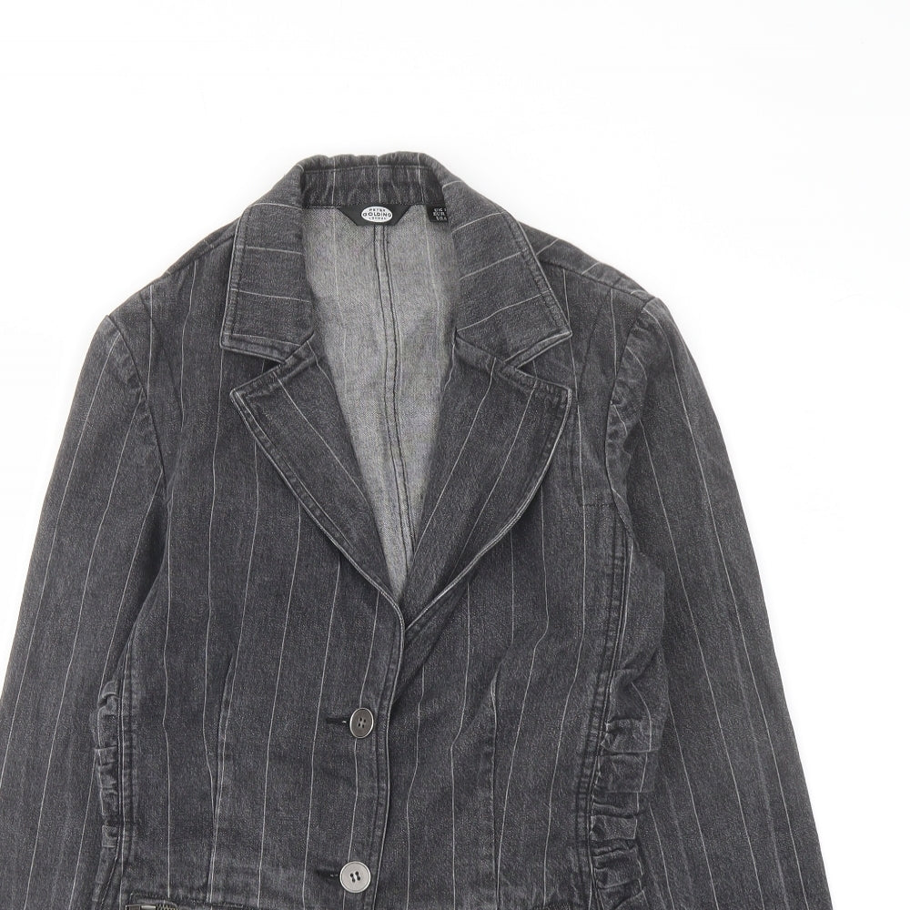 Peter Golding Womens Grey Striped Jacket Size 10 Button