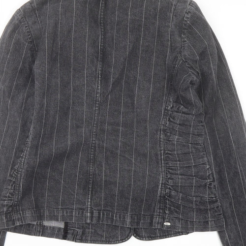 Peter Golding Womens Grey Striped Jacket Size 10 Button