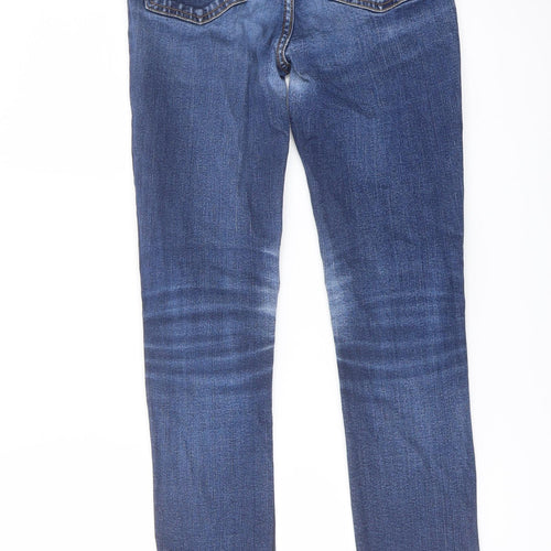 La Redoute Womens Blue Cotton Straight Jeans Size 8 L27 in Regular Button