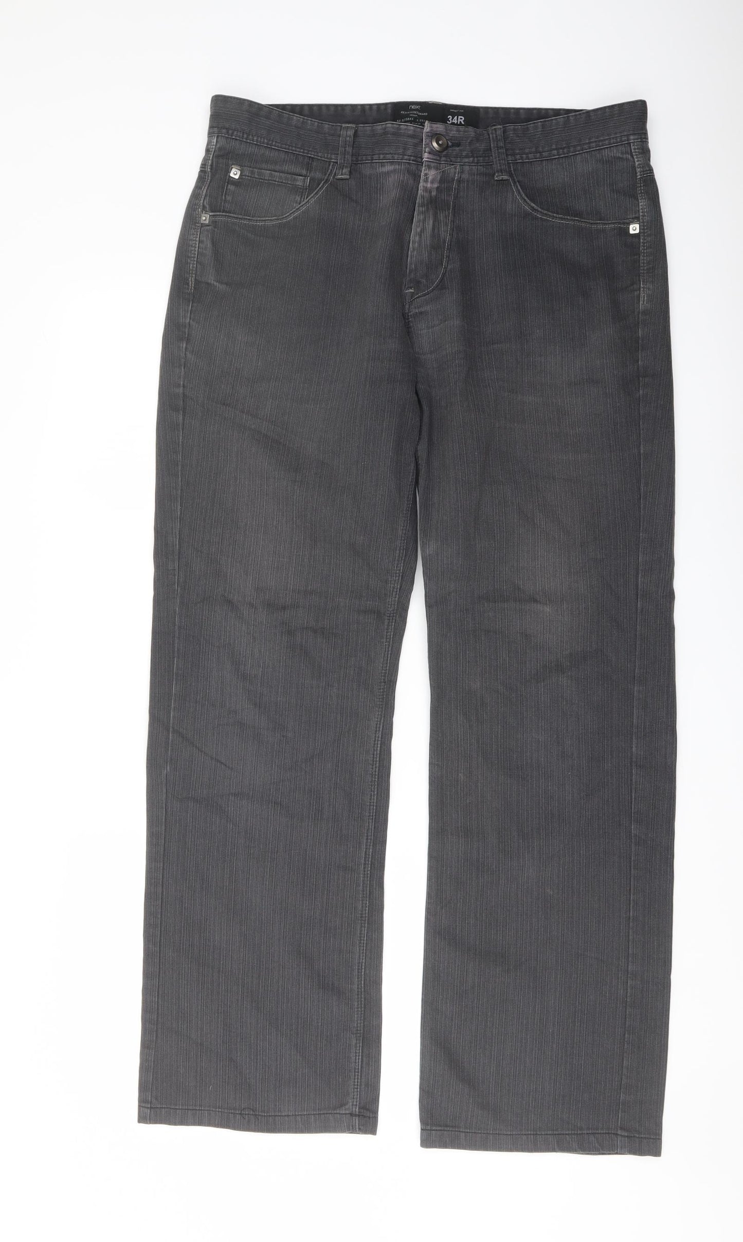 NEXT Mens Grey Cotton Straight Jeans Size 34 in L30 in Regular Button