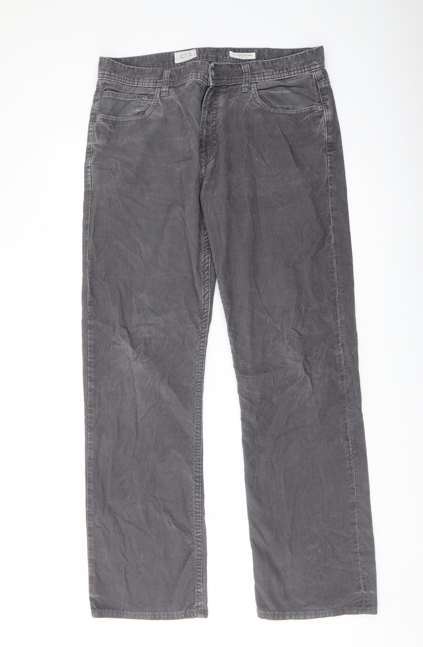 White Stuff Mens Grey Cotton Trousers Size 34 in L31 in Regular Button
