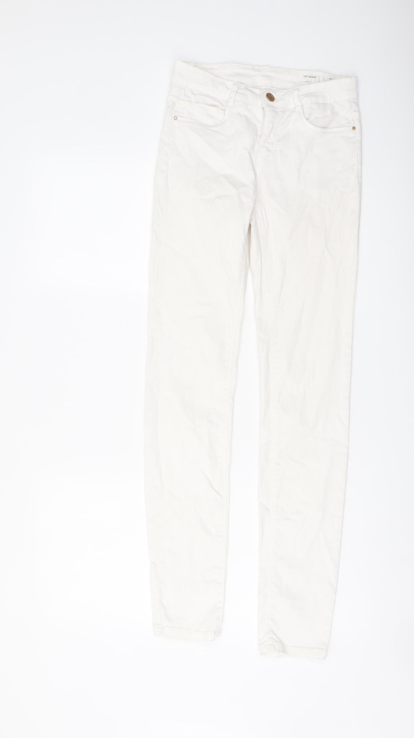 Zara Womens White Cotton Skinny Jeans Size 6 L30 in Regular Button