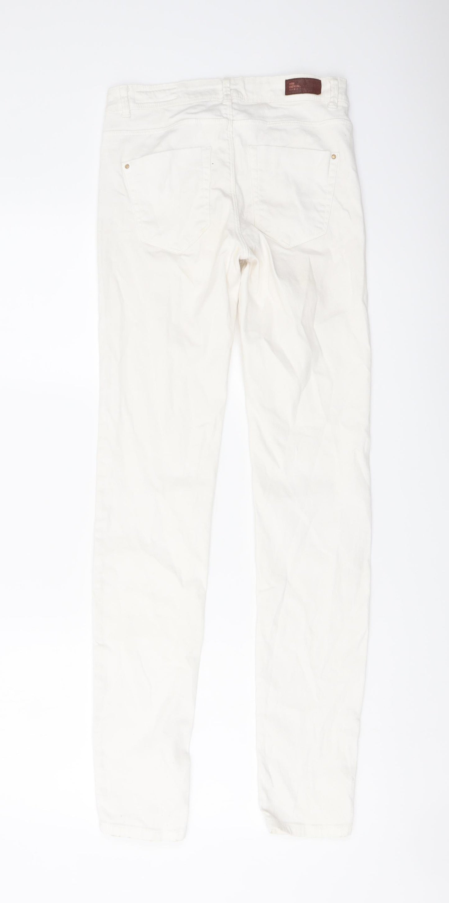 Zara Womens White Cotton Skinny Jeans Size 6 L30 in Regular Button