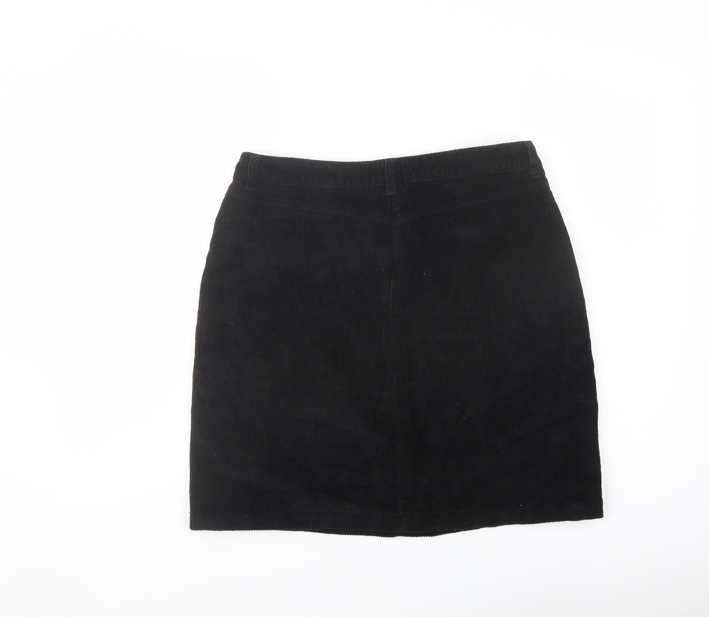 Papaya Womens Black Cotton A-Line Skirt Size 12 Button