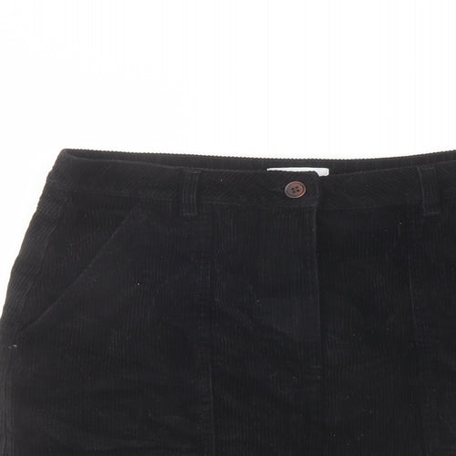 Papaya Womens Black Cotton A-Line Skirt Size 12 Button