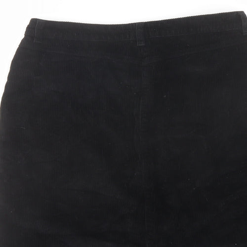 Papaya Womens Black Cotton A-Line Skirt Size 12 Button