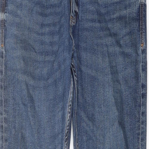 Marks and Spencer Mens Blue Cotton Straight Jeans Size 34 in L31 in Slim Button