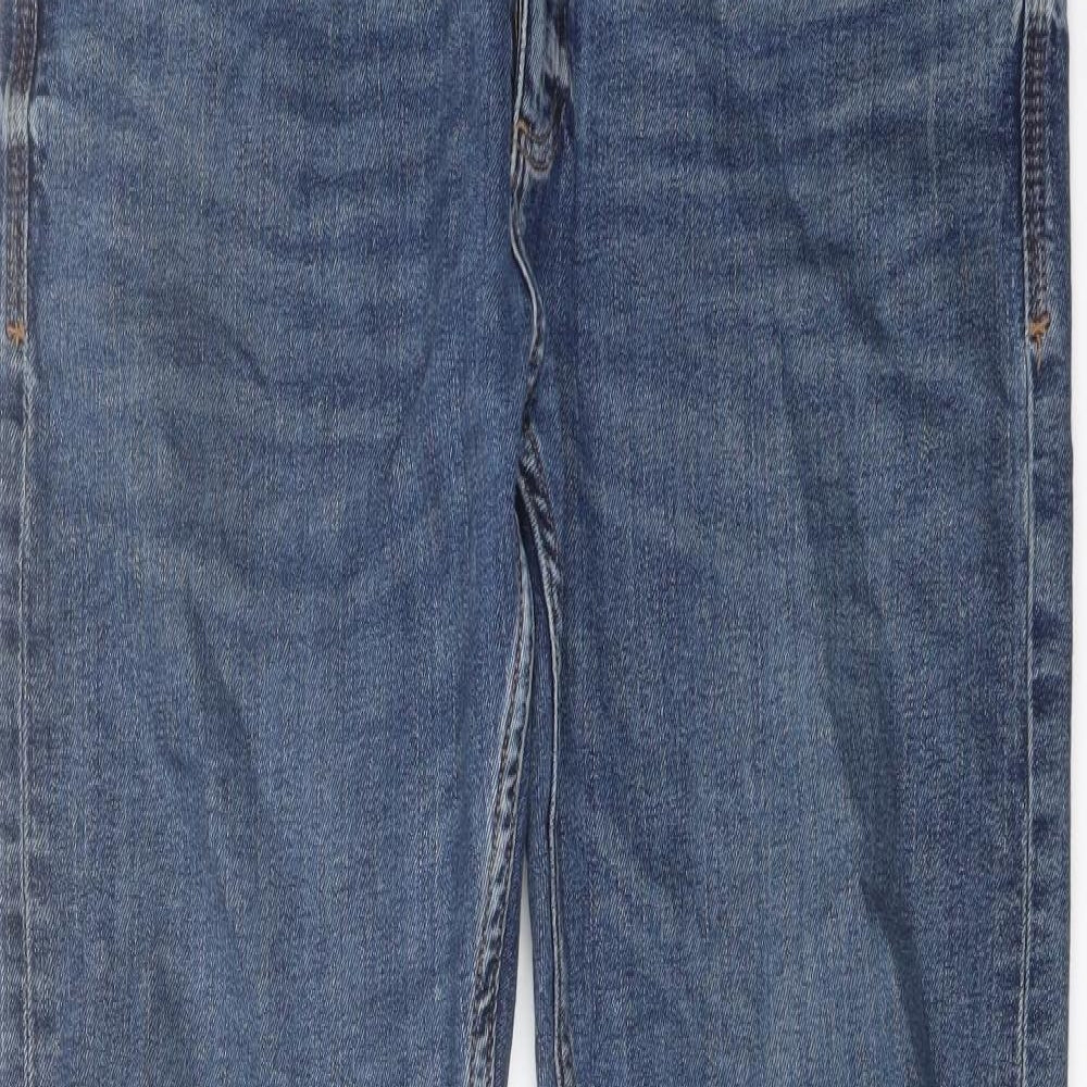 Marks and Spencer Mens Blue Cotton Straight Jeans Size 34 in L31 in Slim Button