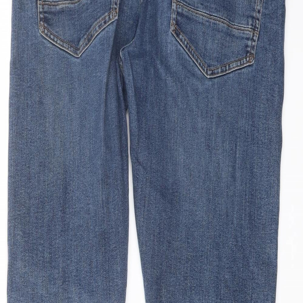 Marks and Spencer Mens Blue Cotton Straight Jeans Size 34 in L31 in Slim Button