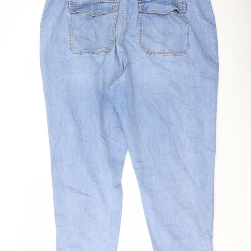 Marks and Spencer Womens Blue Cotton Straight Jeans Size 22 L27 in Regular Button