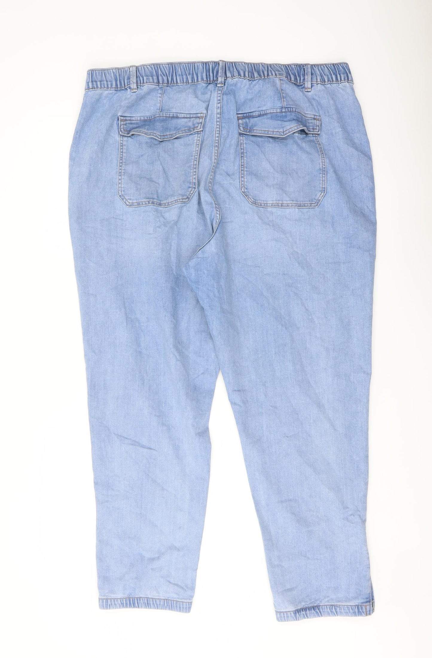 Marks and Spencer Womens Blue Cotton Straight Jeans Size 22 L27 in Regular Button