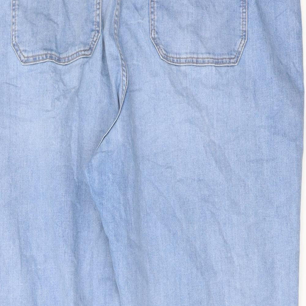 Marks and Spencer Womens Blue Cotton Straight Jeans Size 22 L27 in Regular Button