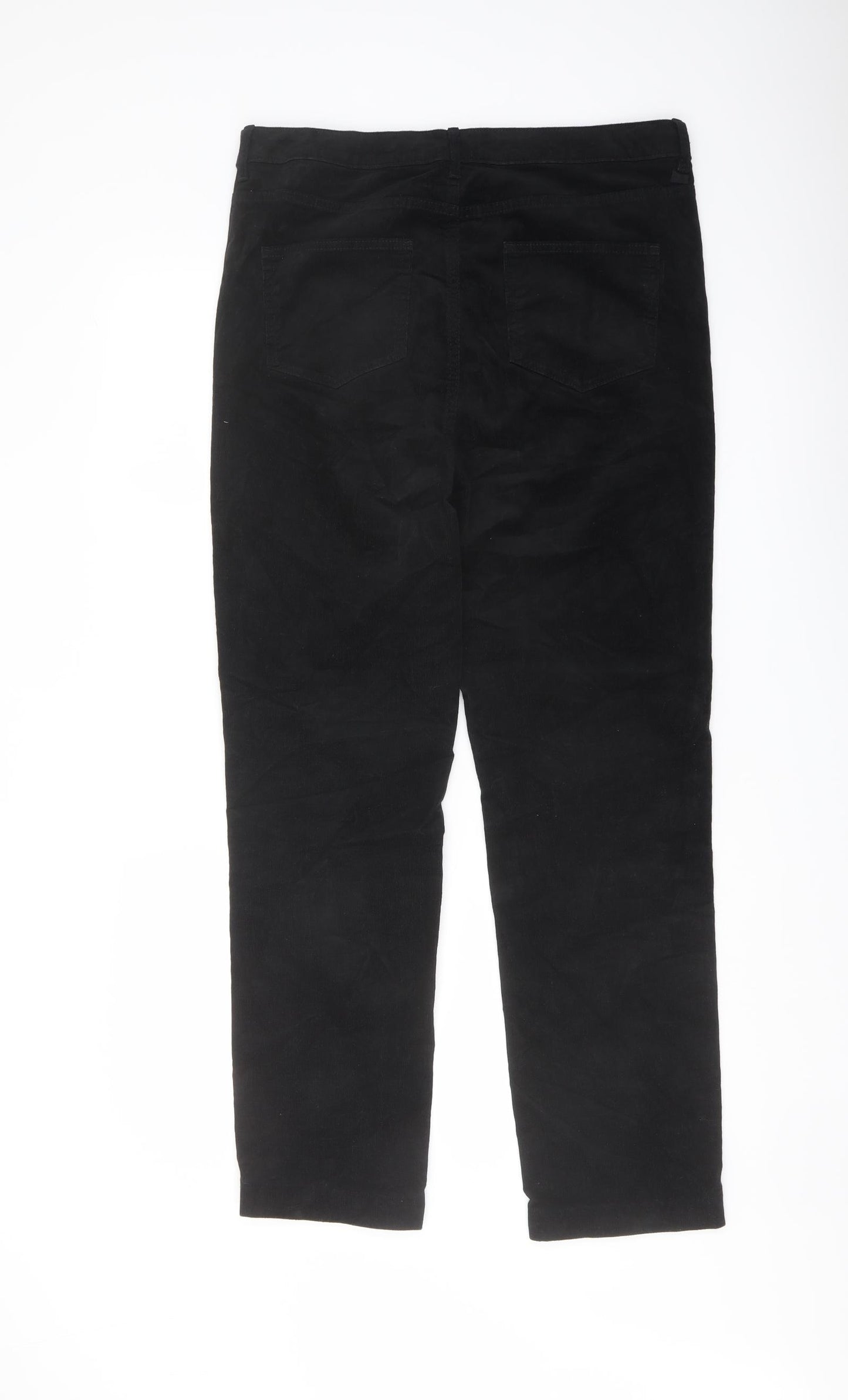 Marks and Spencer Womens Black Polyester Trousers Size 14 L28 in Regular Button