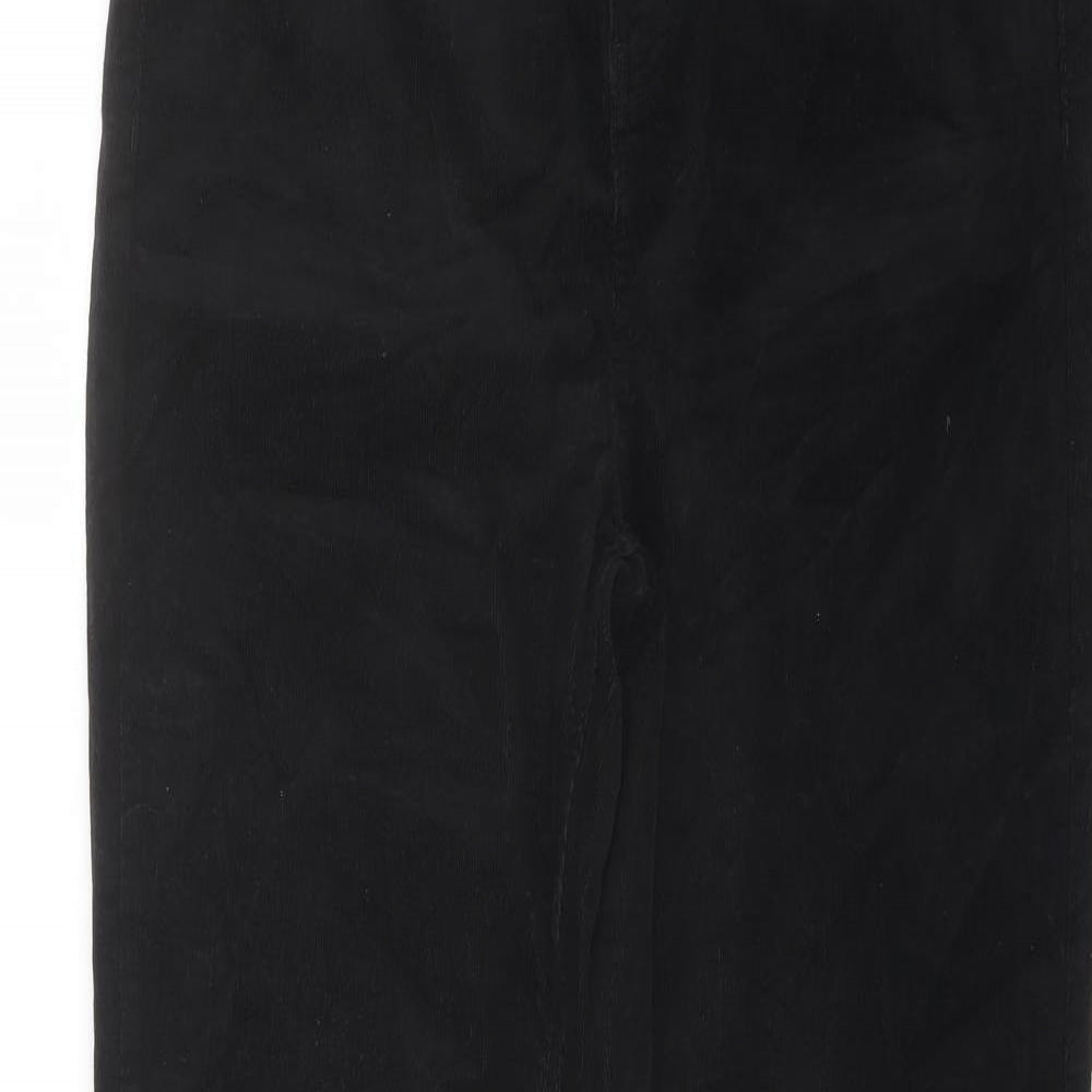 Marks and Spencer Womens Black Polyester Trousers Size 14 L28 in Regular Button