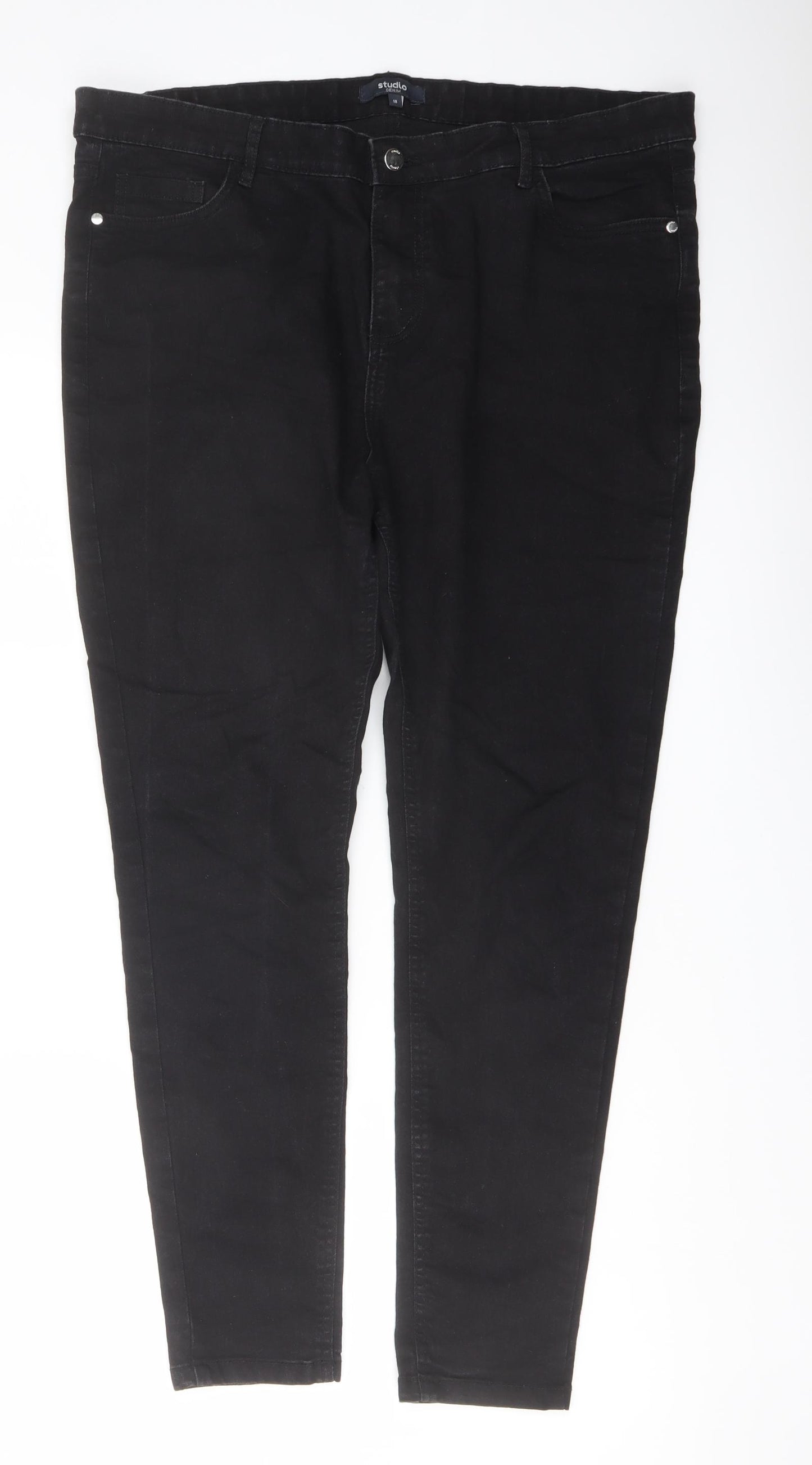 Studio Womens Black Cotton Skinny Jeans Size 18 L27 in Regular Button