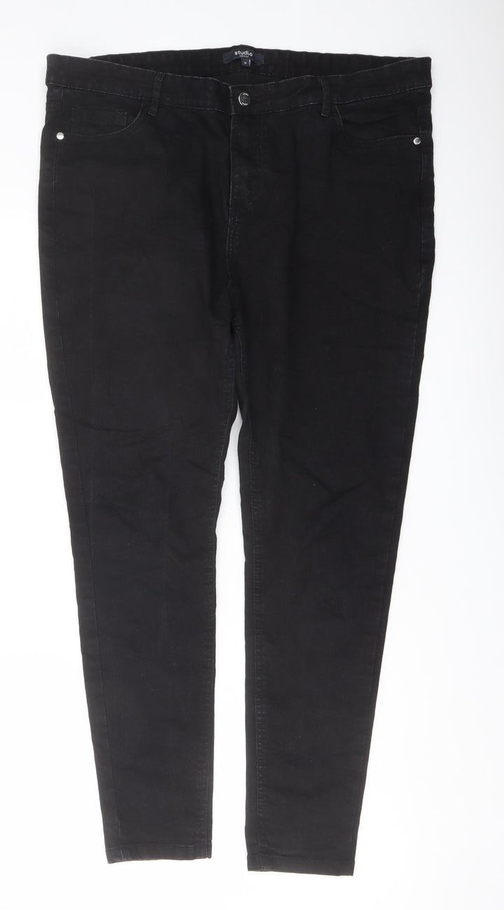 Studio Womens Black Cotton Skinny Jeans Size 18 L27 in Regular Button