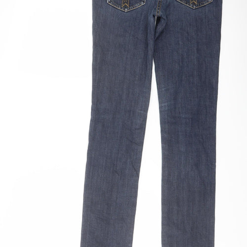 French Connection Womens Blue Cotton Straight Jeans Size 8 L30 in Slim Button - Vintage