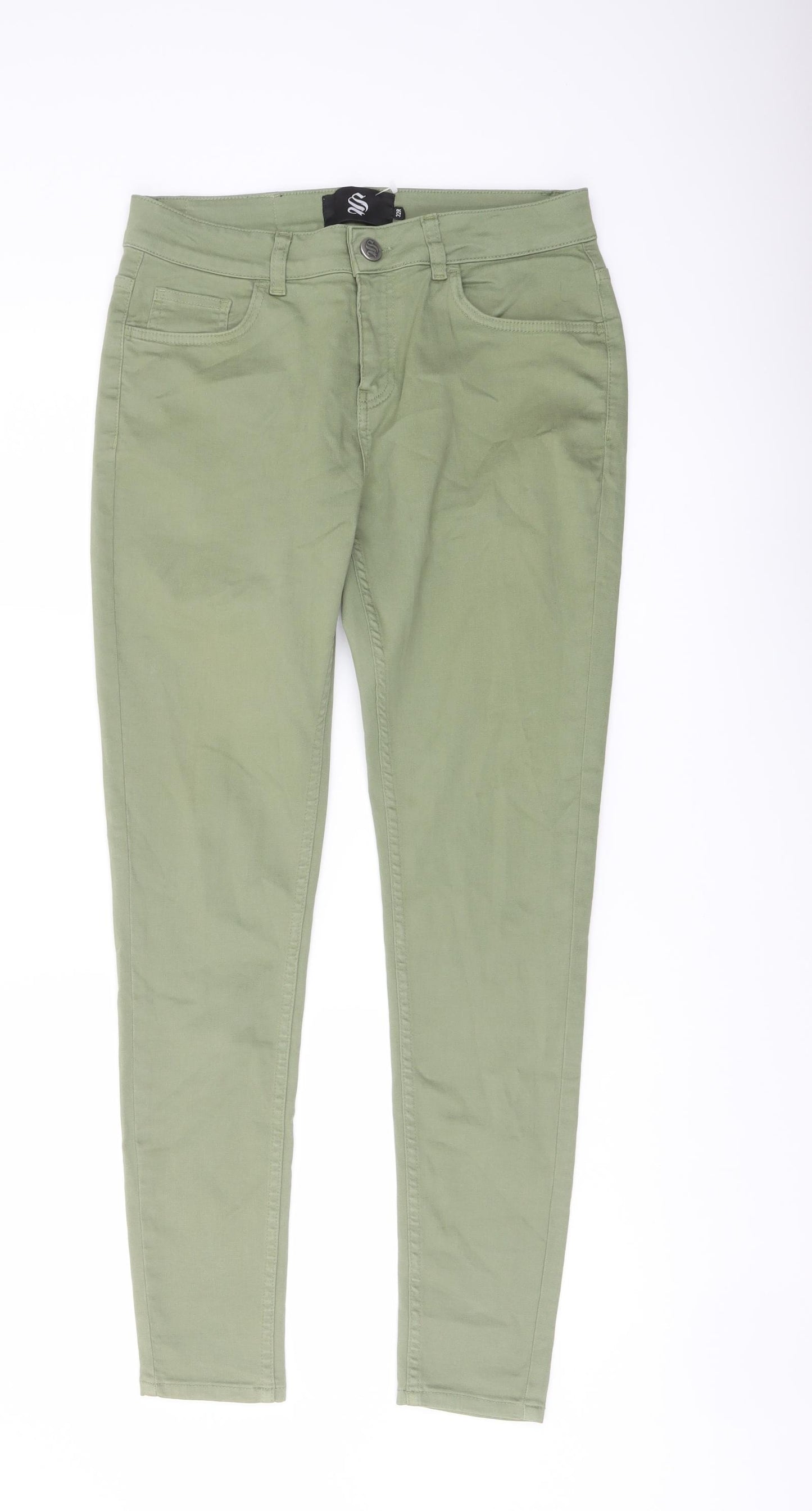 Sinnerstar Womens Green Cotton Skinny Jeans Size 32 in L29 in Regular Button