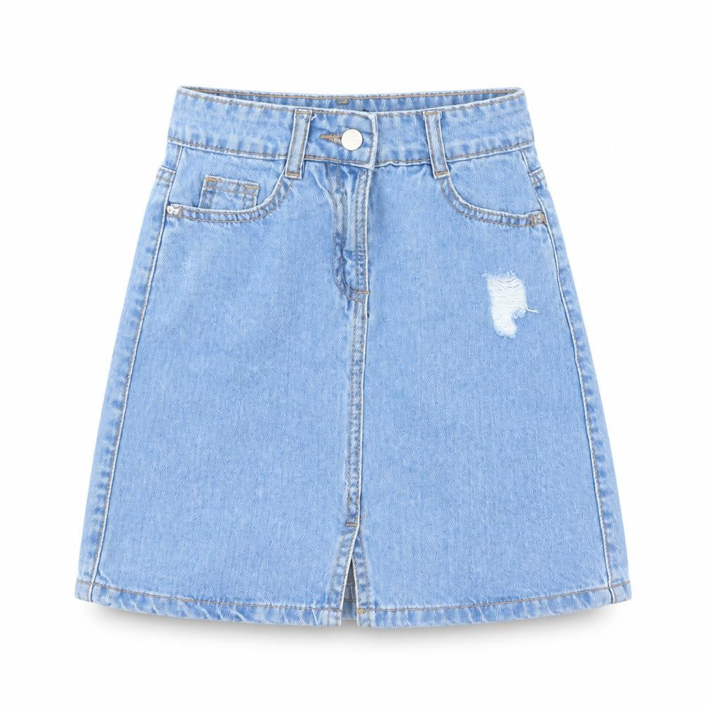 M&Co Girls Blue Cotton A-Line Skirt Size 10 Years Regular Button