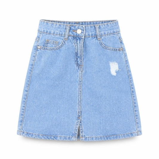 M&Co Girls Blue Cotton A-Line Skirt Size 10 Years Regular Button