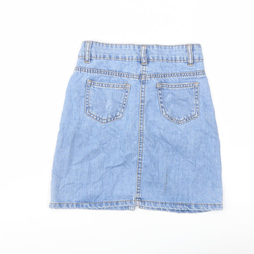 M&Co Girls Blue Cotton A-Line Skirt Size 10 Years Regular Button