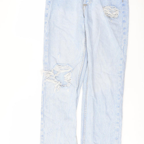 Denim & Co. Womens Blue Cotton Straight Jeans Size 6 L28 in Regular Button