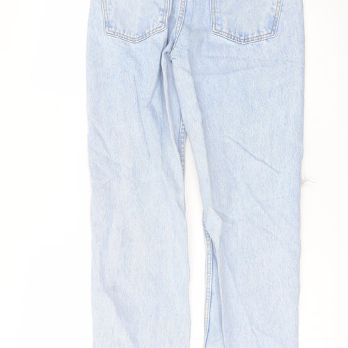 Denim & Co. Womens Blue Cotton Straight Jeans Size 6 L28 in Regular Button